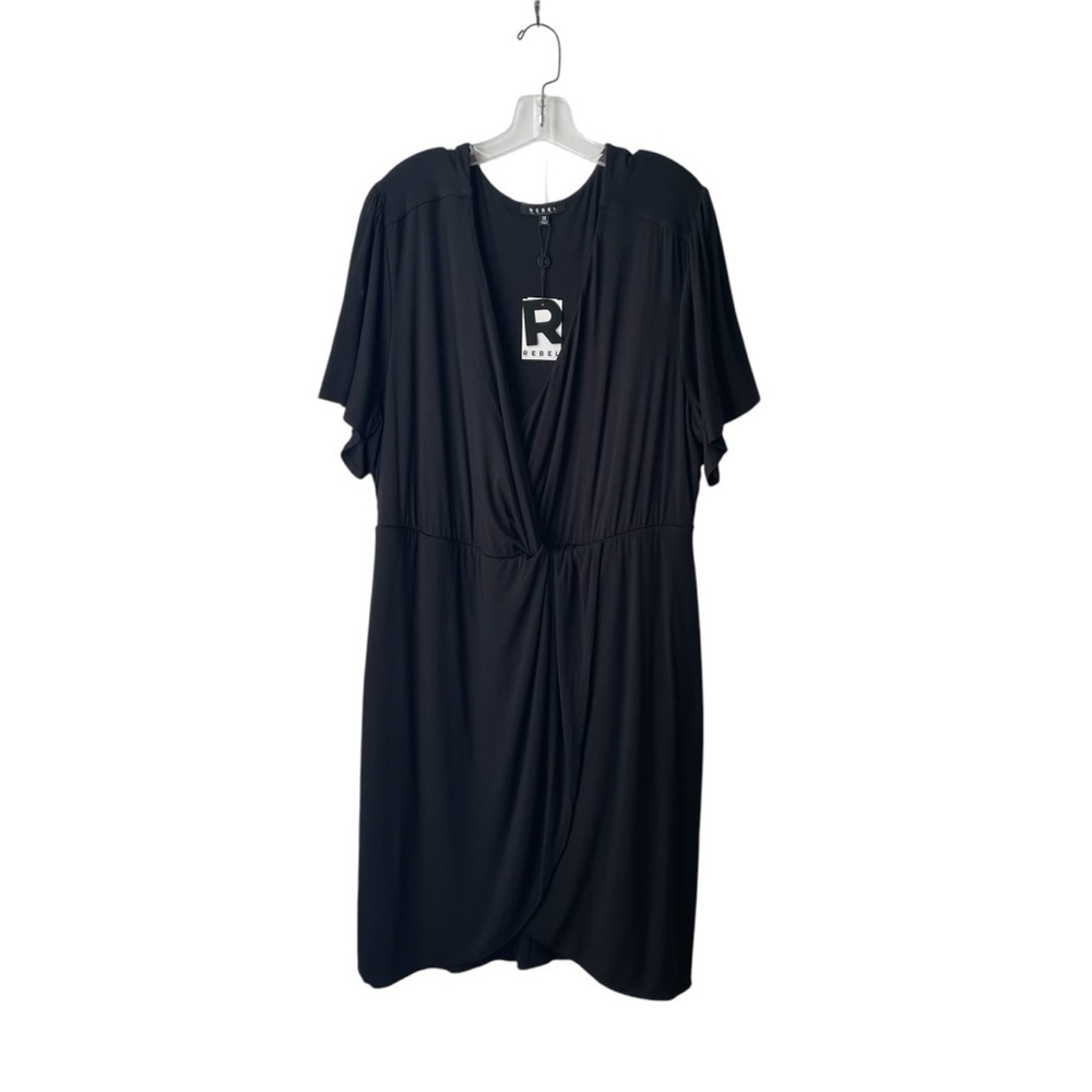 Rebel Wilson X Angels NWT Short Sleeve Twist Wrap Tulip Short Dress Black 2X